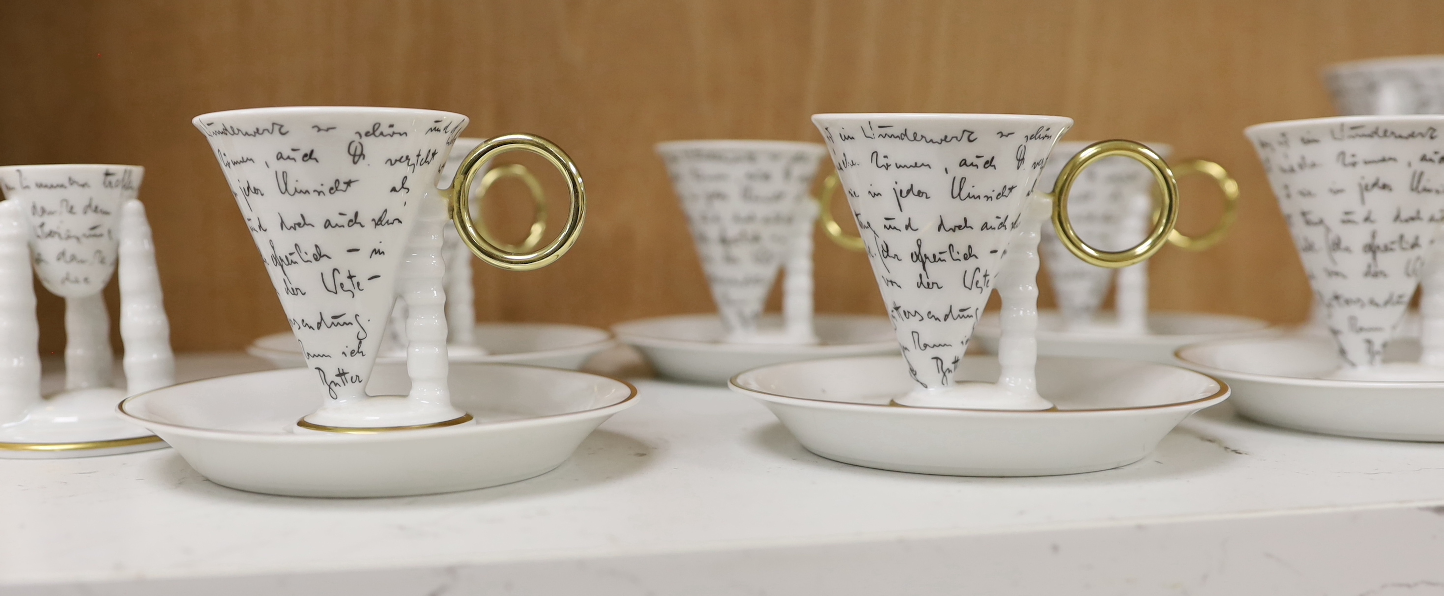 Franz Kafka, a limited edition mocca coffee set by Thun Studio comprising coffee pot, sugar bowl, milk jug, six cups and saucers, etc.